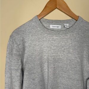 Calvin Klein Men’s Heather Grey Cotton Crewneck Knit Long Sleeve Sweater Size L